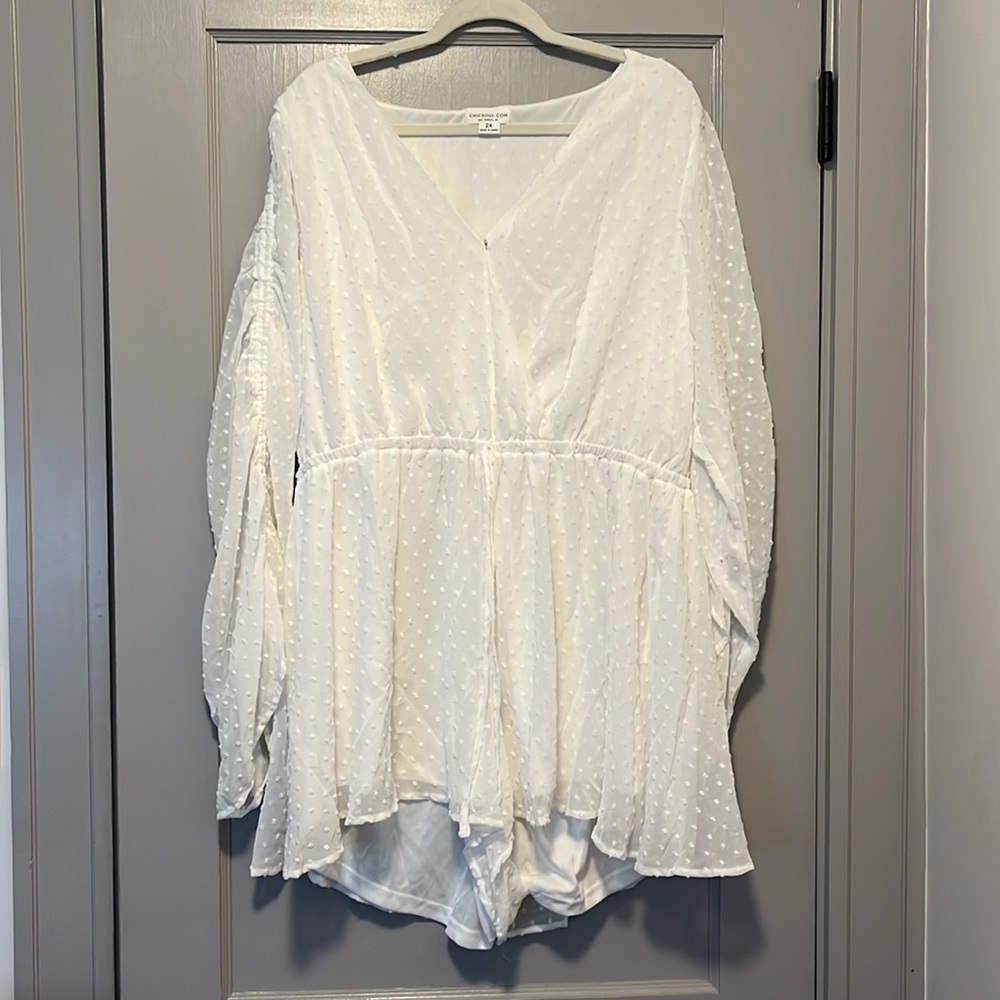 White Long Sleeve Romper